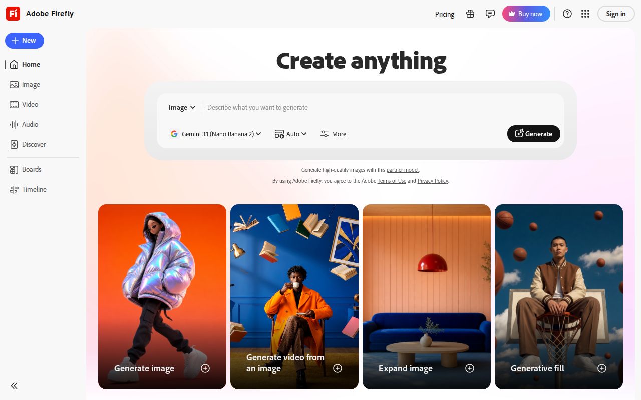 Skärmbild av Adobe Firefly 4