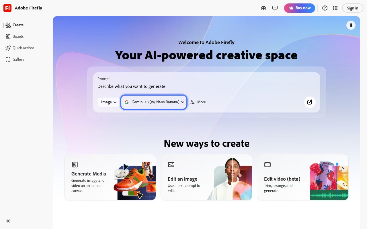 Skärmbild av Adobe Firefly