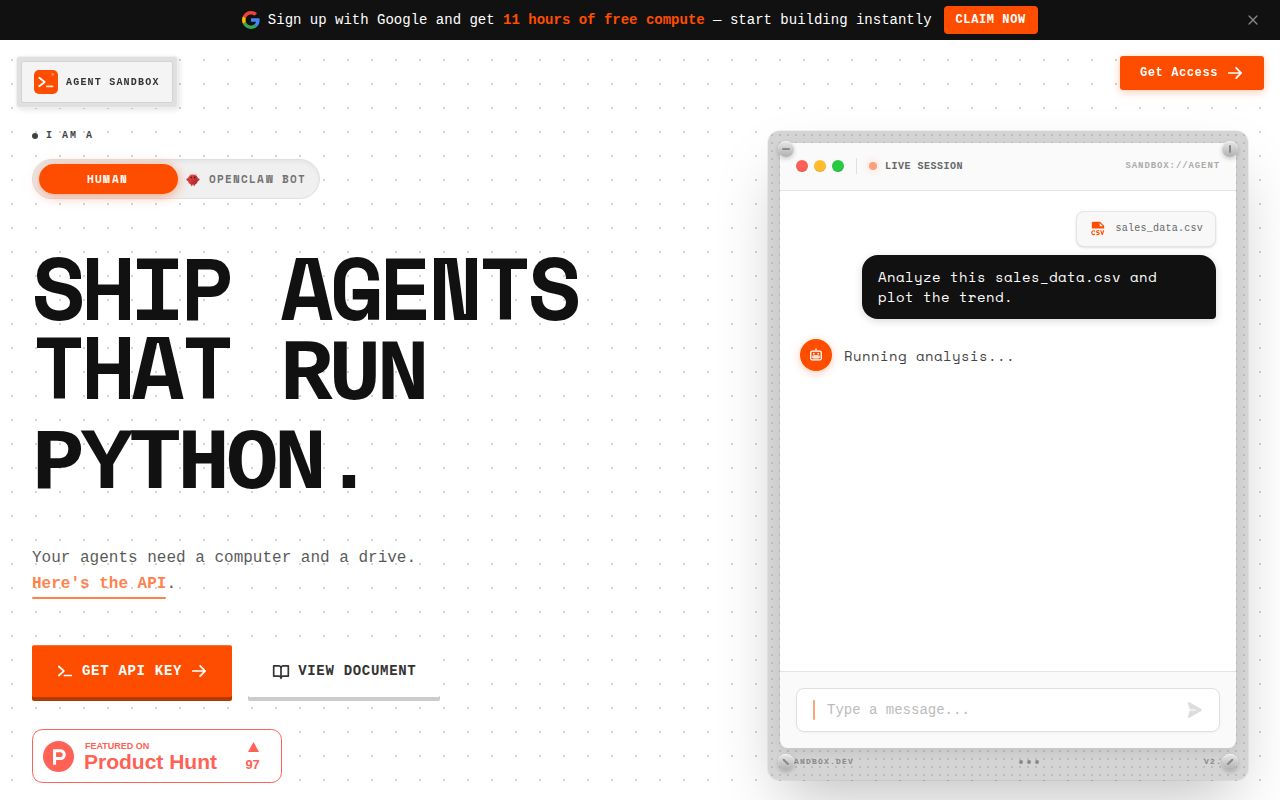 Skärmbild av Agent Sandbox