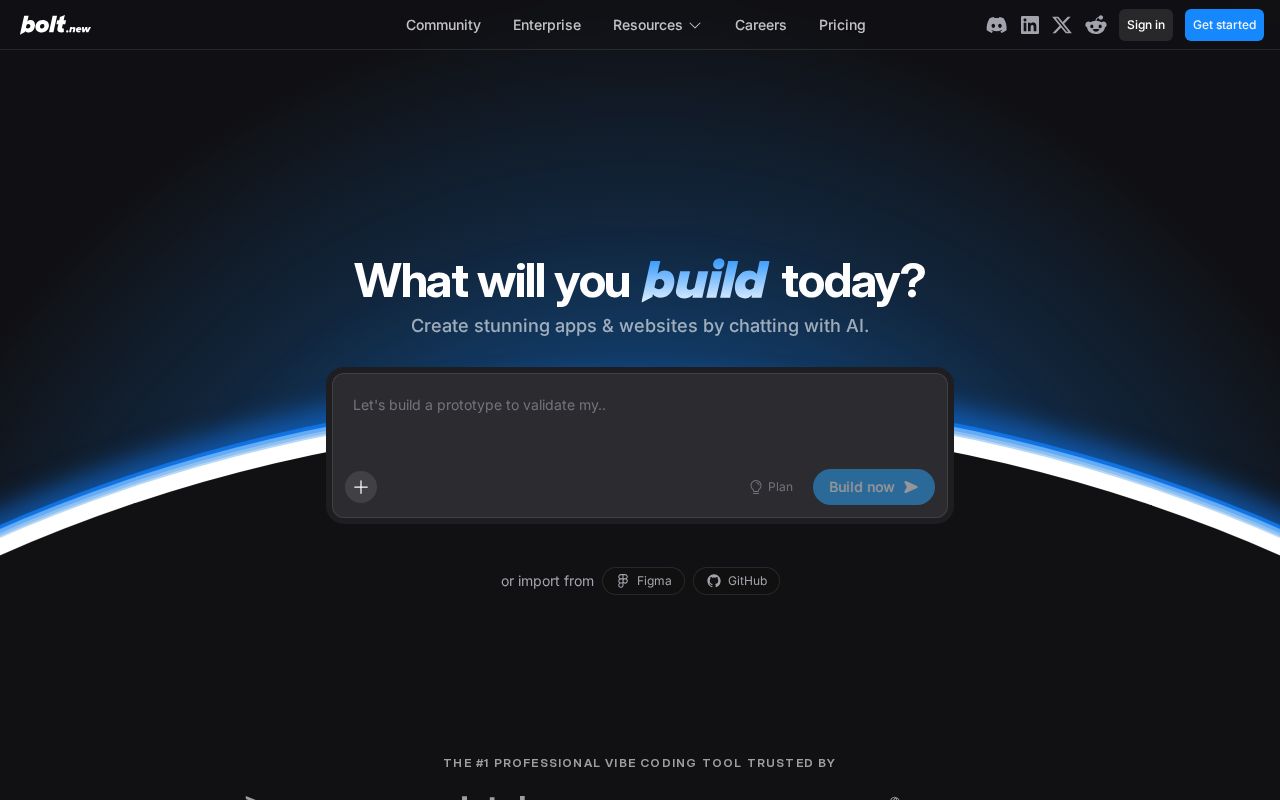 Skärmbild av Bolt.new