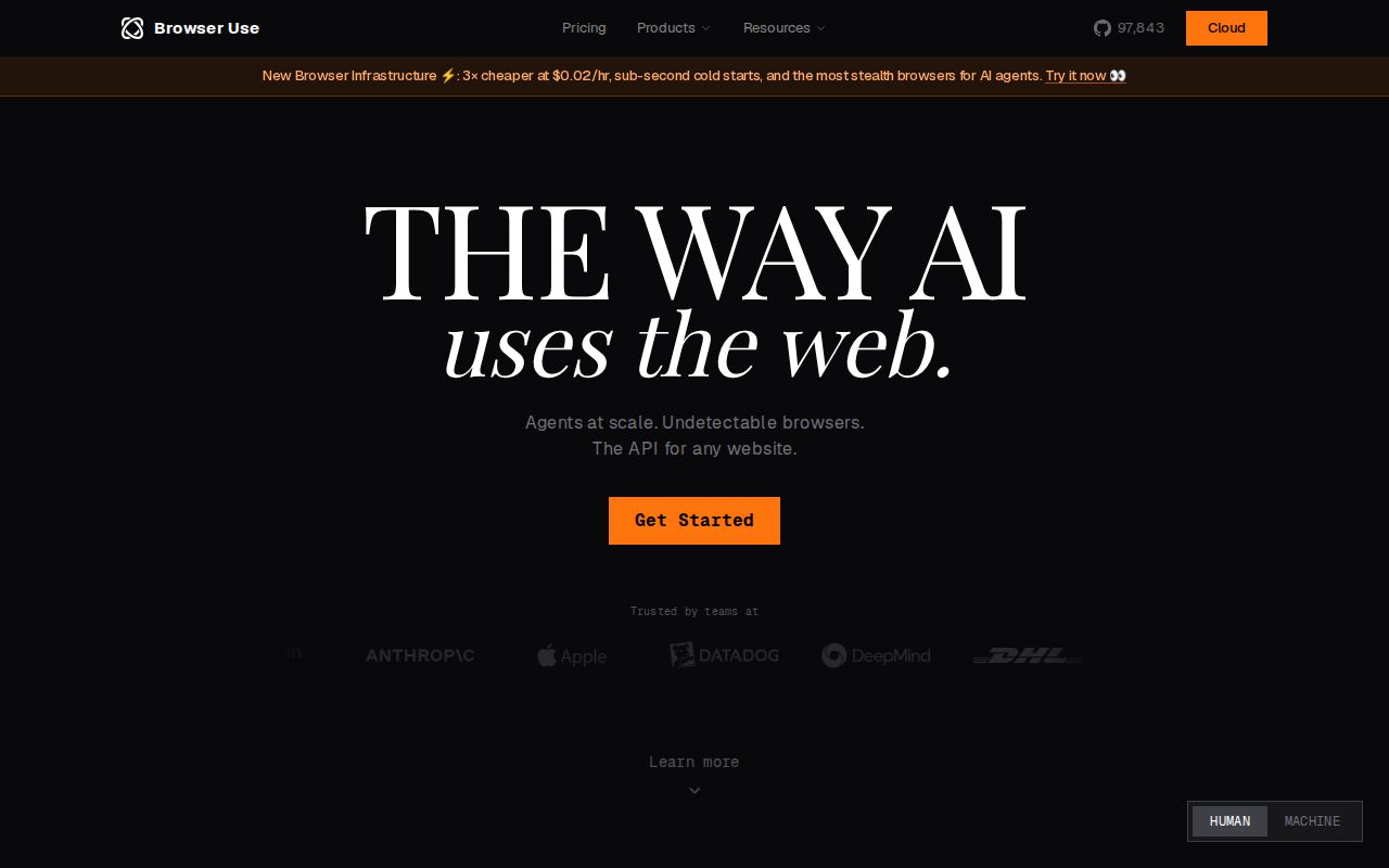 Skärmbild av Browser Use