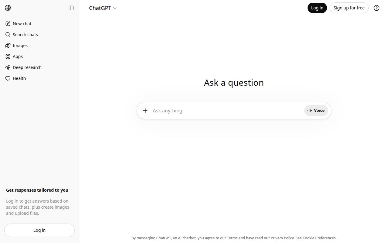 Skärmbild av ChatGPT