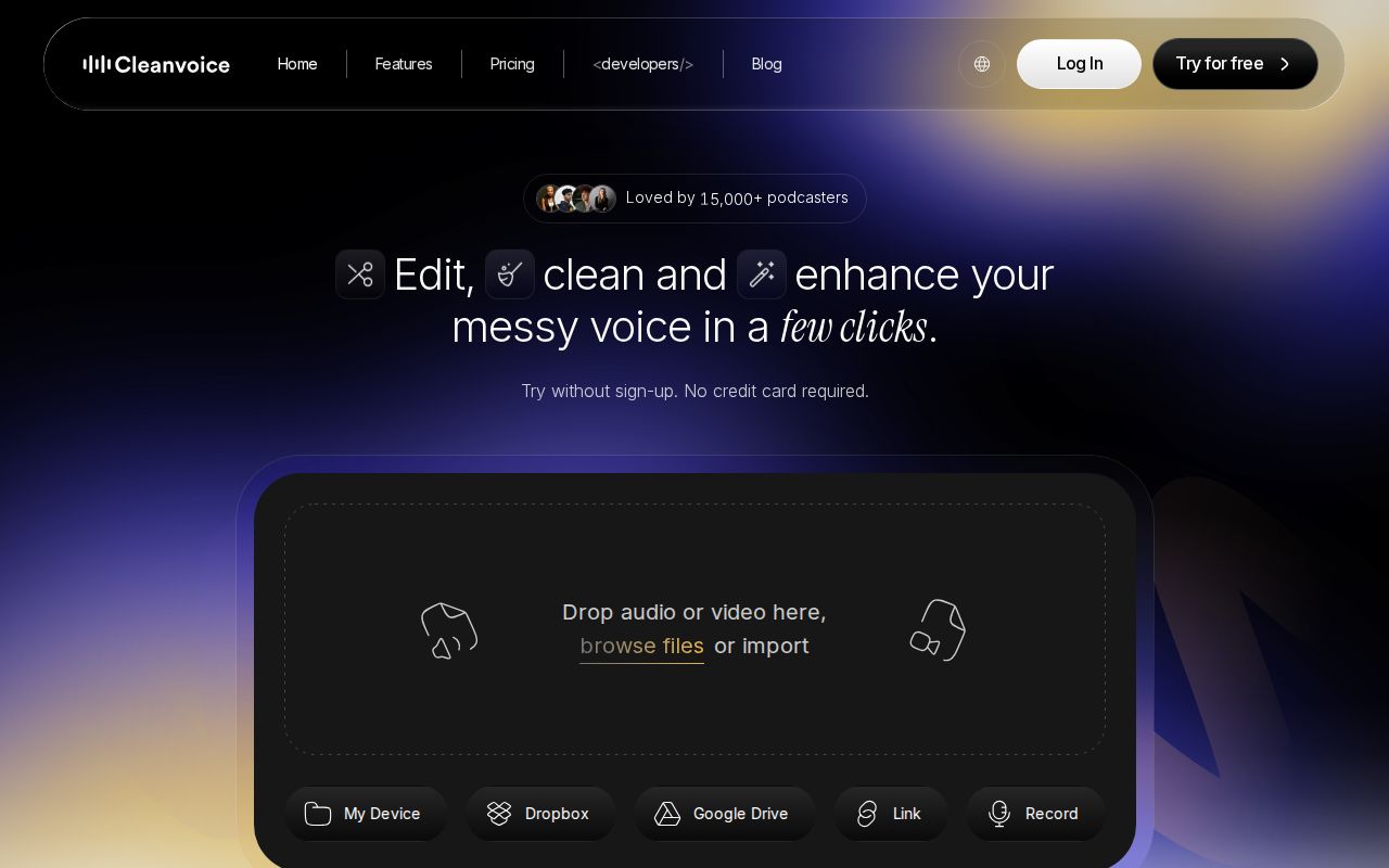 Skärmbild av Cleanvoice AI