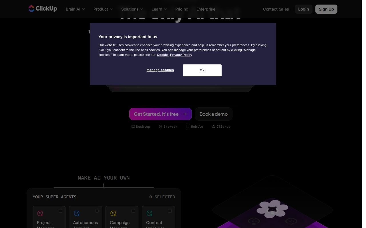 Skärmbild av ClickUp Brain