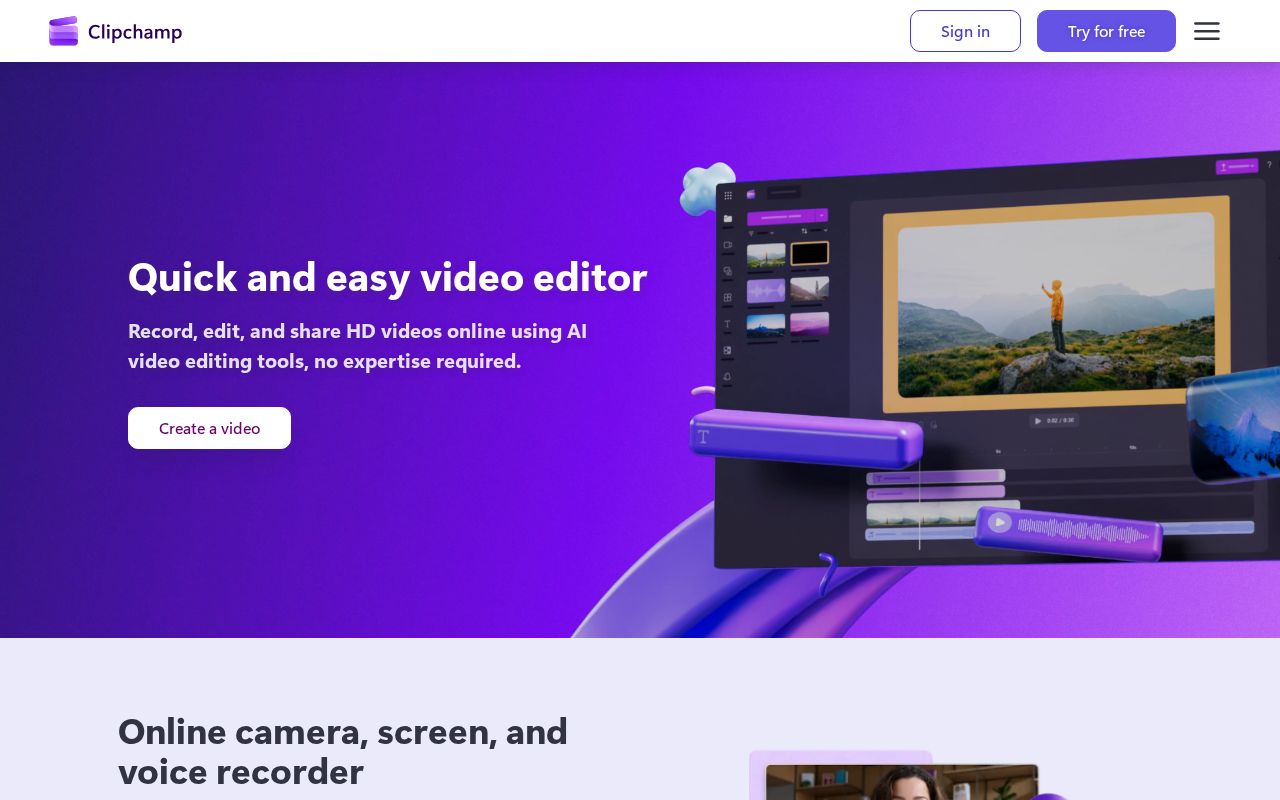 Skärmbild av Clipchamp