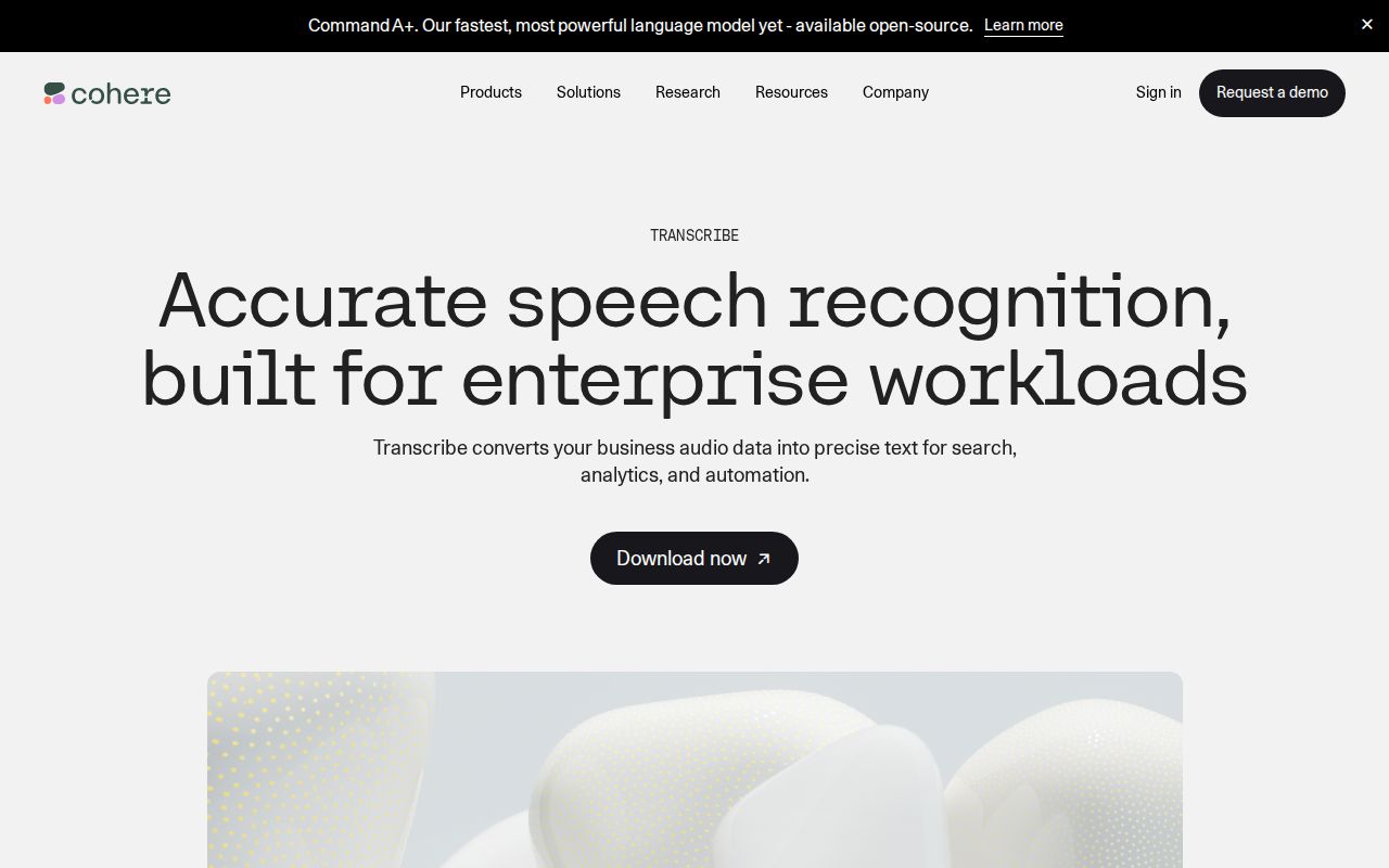 Skärmbild av Cohere Transcribe