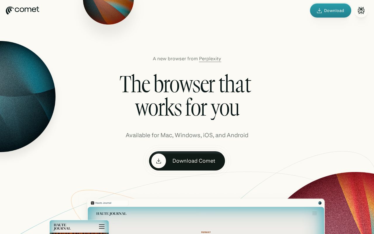 Skärmbild av Comet Browser