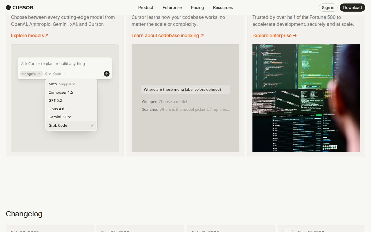 Skärmbild av Cursor 2.0
