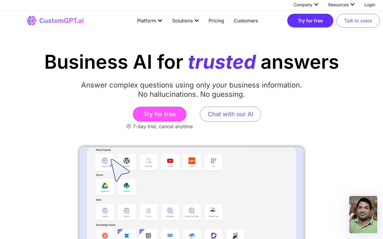 Skärmbild av CustomGPT