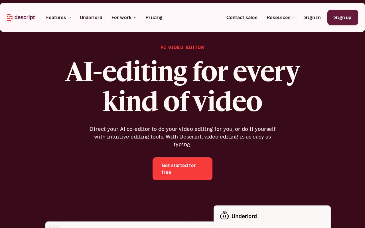 Skärmbild av Descript
