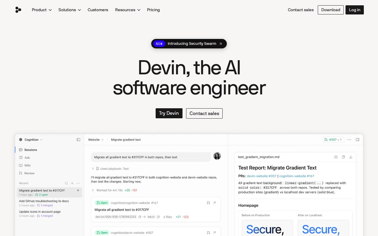 Skärmbild av Devin 2.5
