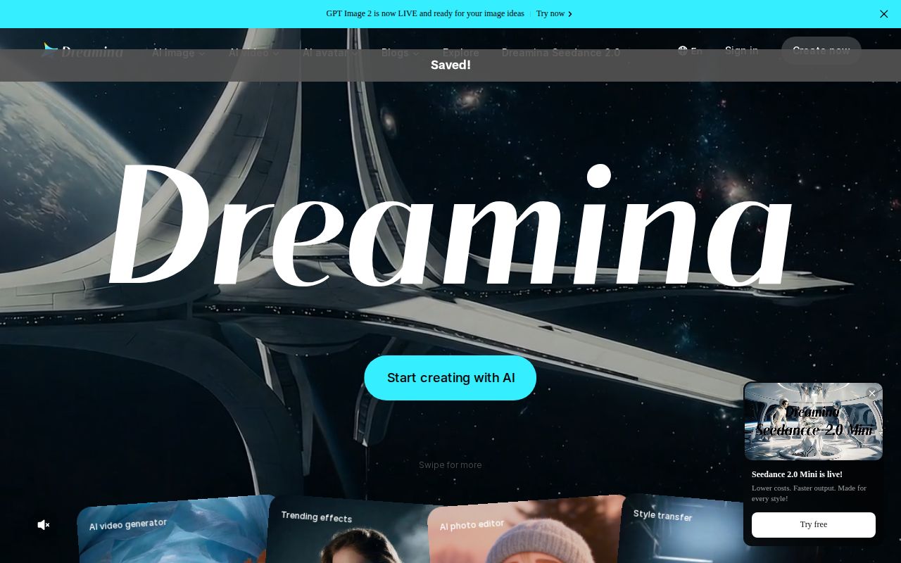 Skärmbild av Dreamina