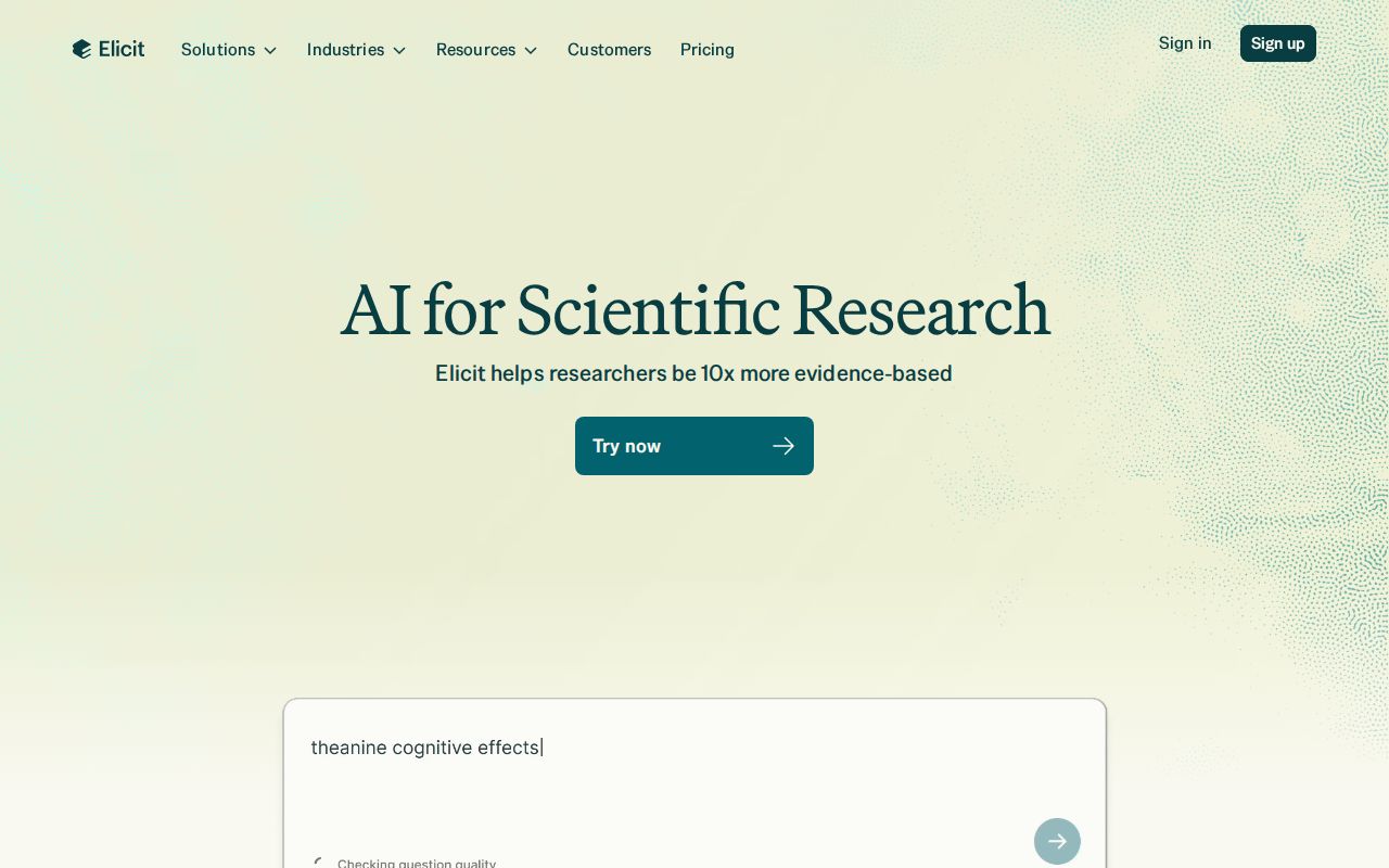 Skärmbild av Elicit