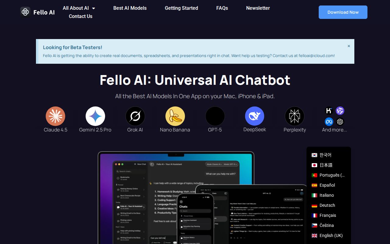 Skärmbild av Fello AI