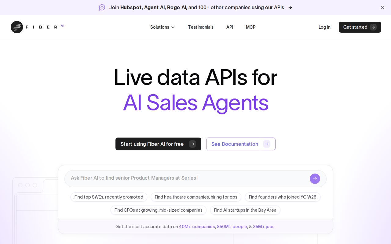 Skärmbild av Fiber AI