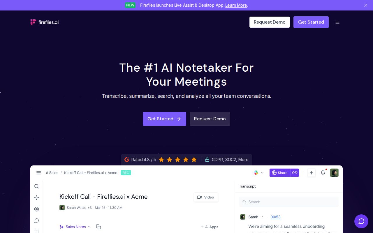 Skärmbild av Fireflies.ai