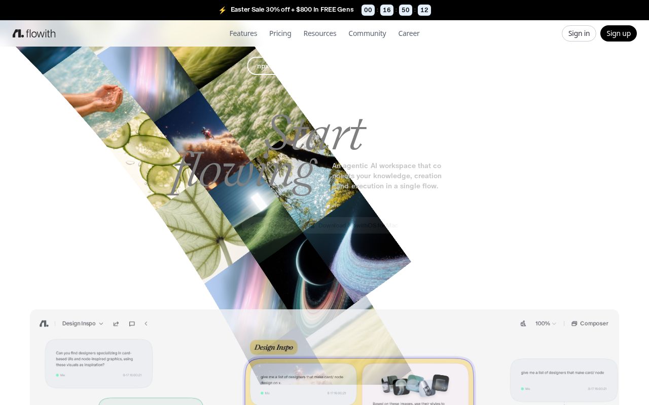 Skärmbild av Flowith