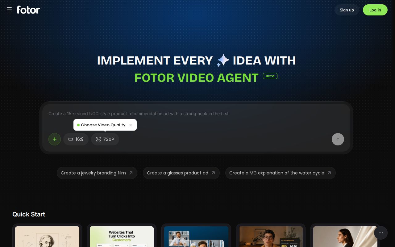 Skärmbild av Fotor Video Agent