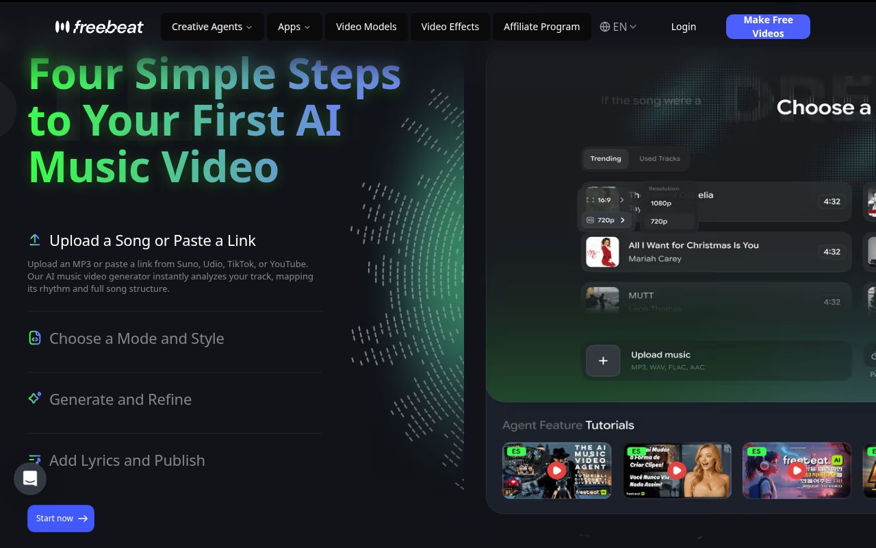 Skärmbild av Freebeat AI