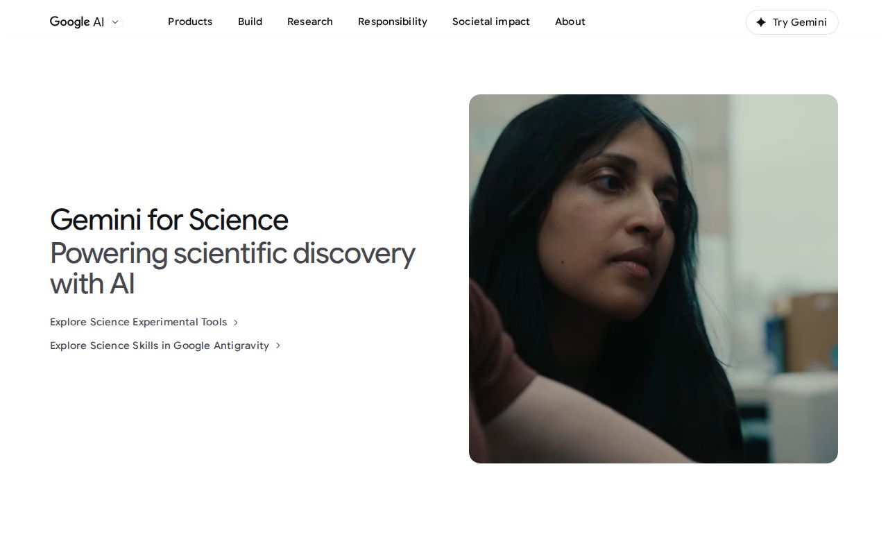 Skärmbild av Gemini for Science