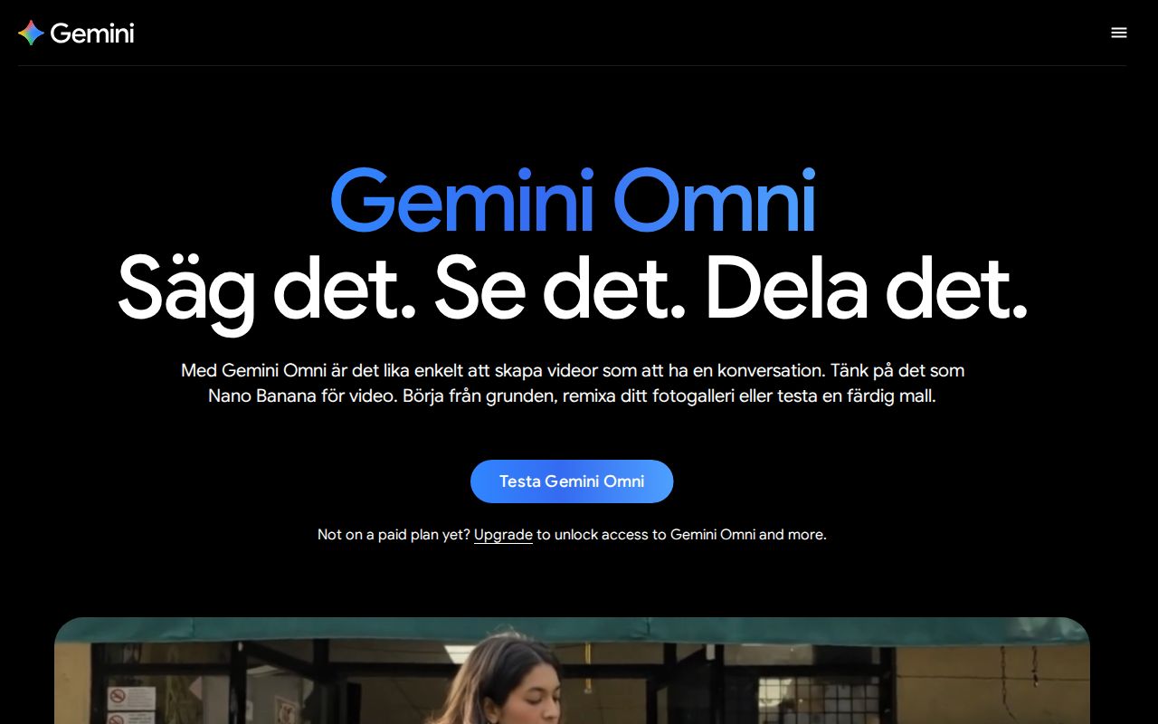 Skärmbild av Gemini Omni