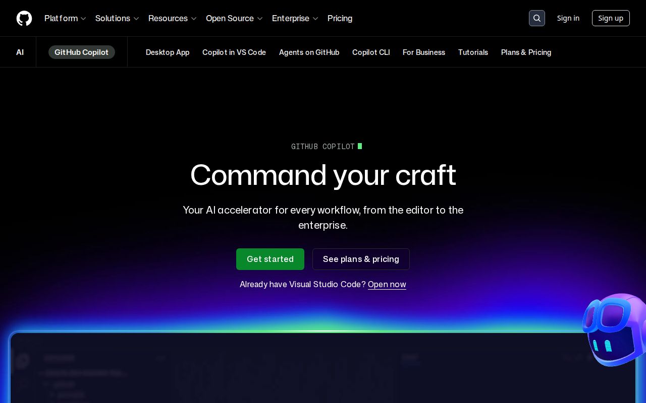 Skärmbild av GitHub Copilot Max