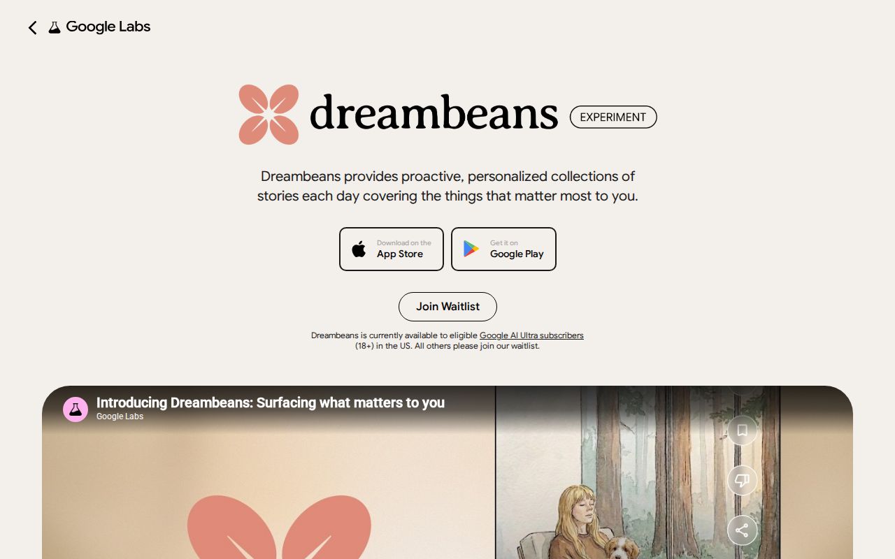 Skärmbild av Google Dreambeans