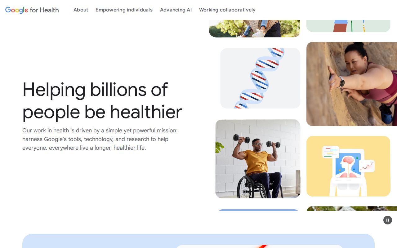 Skärmbild av Google Health