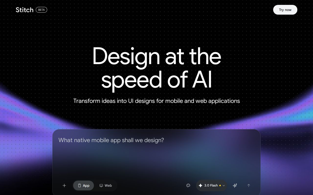 Skärmbild av Google Stitch