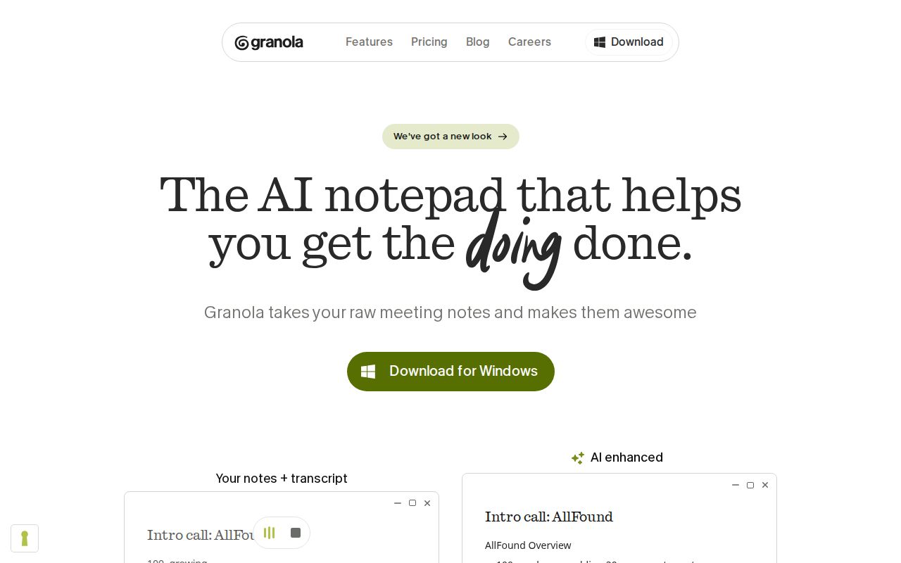 Skärmbild av Granola