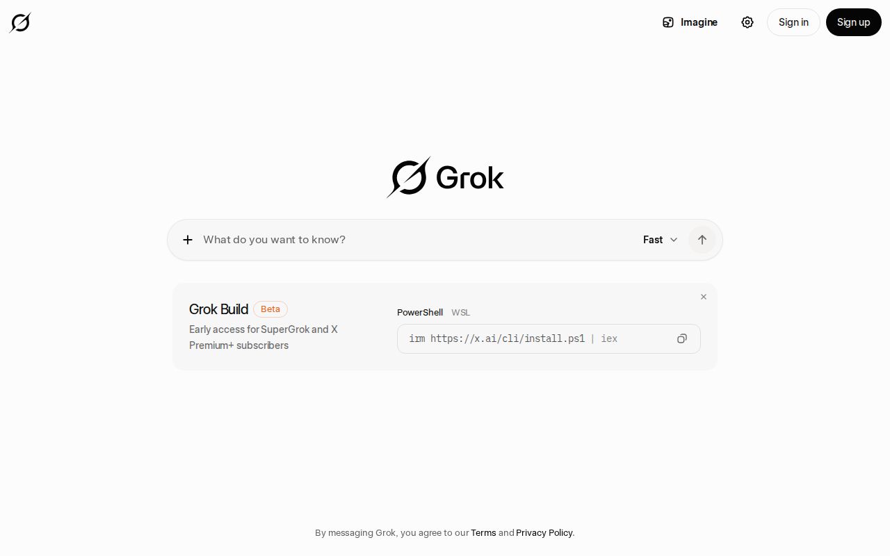 Skärmbild av Grok 4