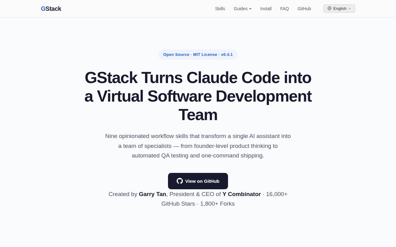 Skärmbild av GStack