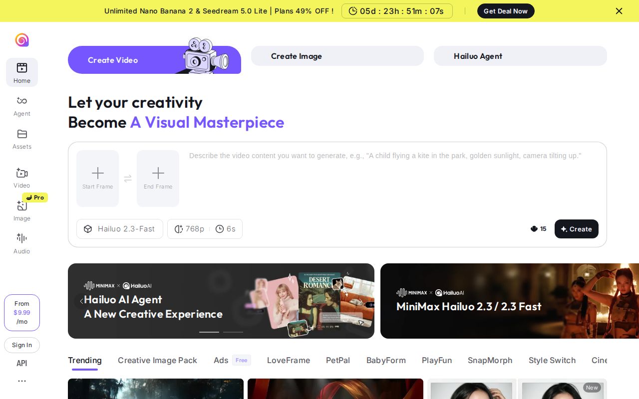 Skärmbild av Hailuo AI