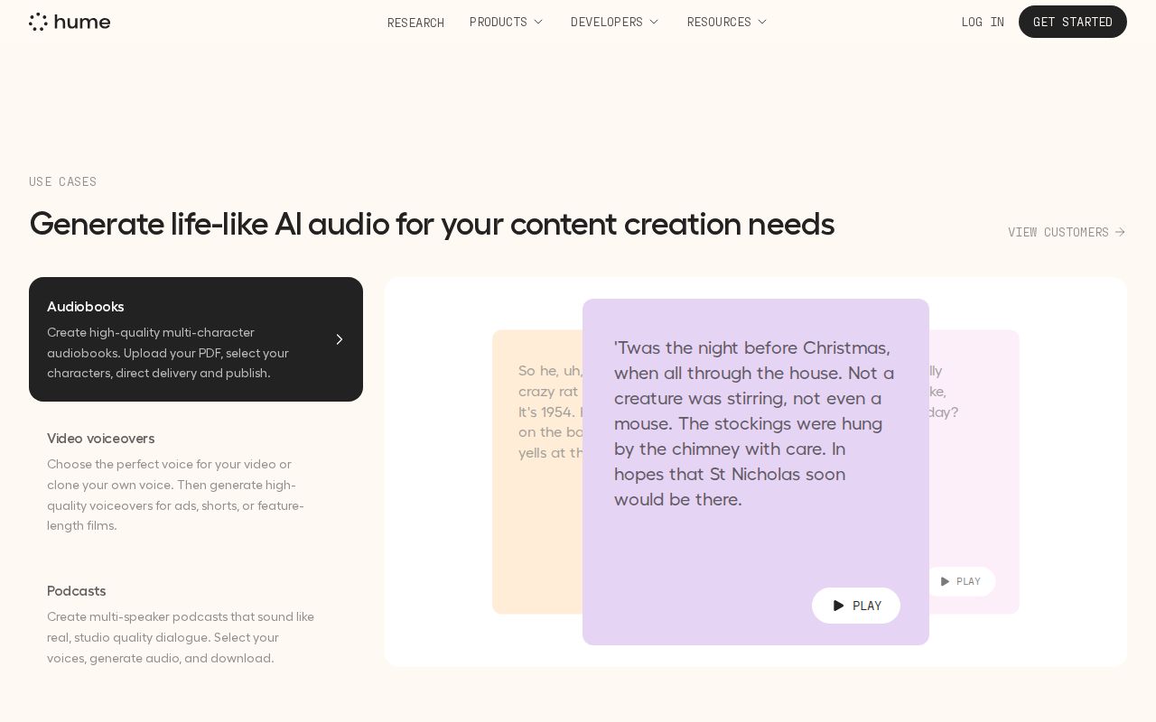 Skärmbild av Hume AI