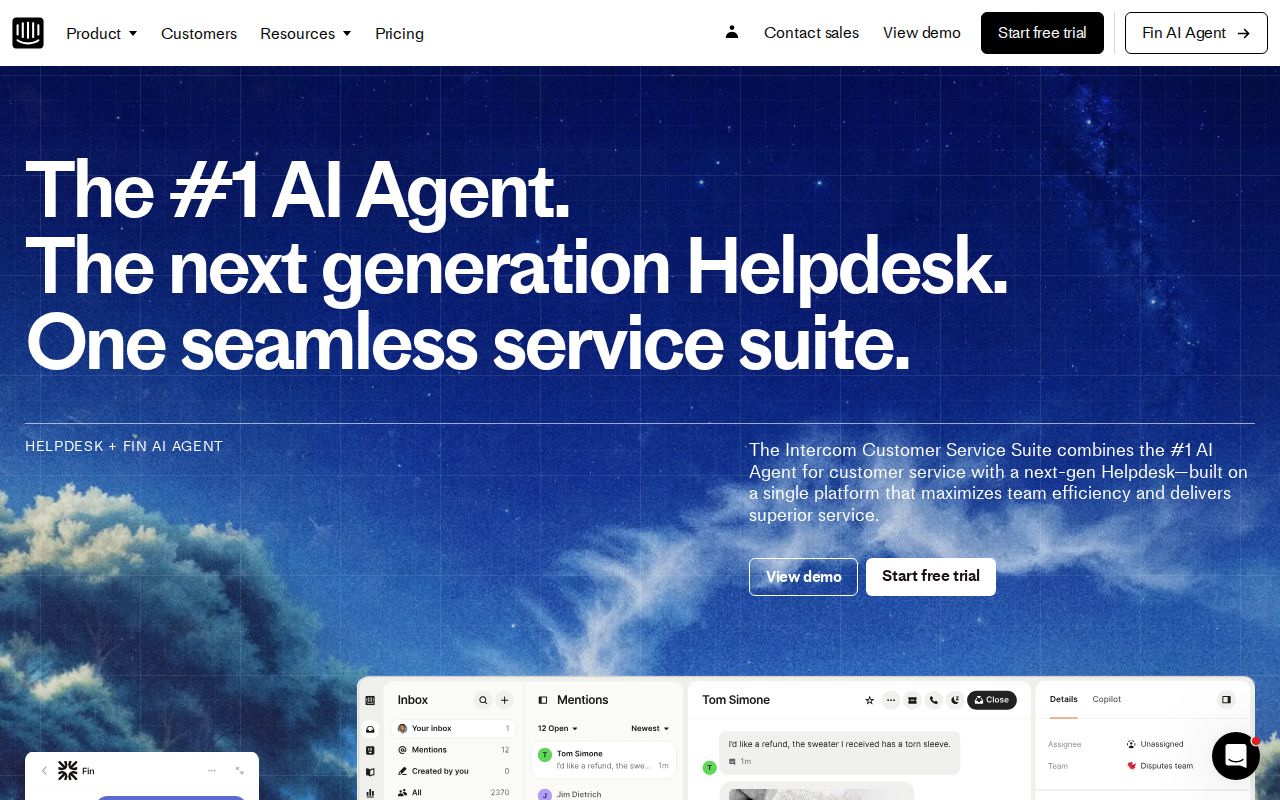 Skärmbild av Intercom AI