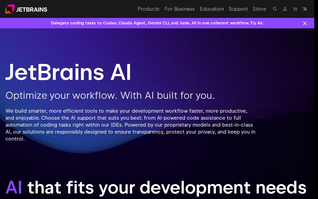 Skärmbild av JetBrains AI