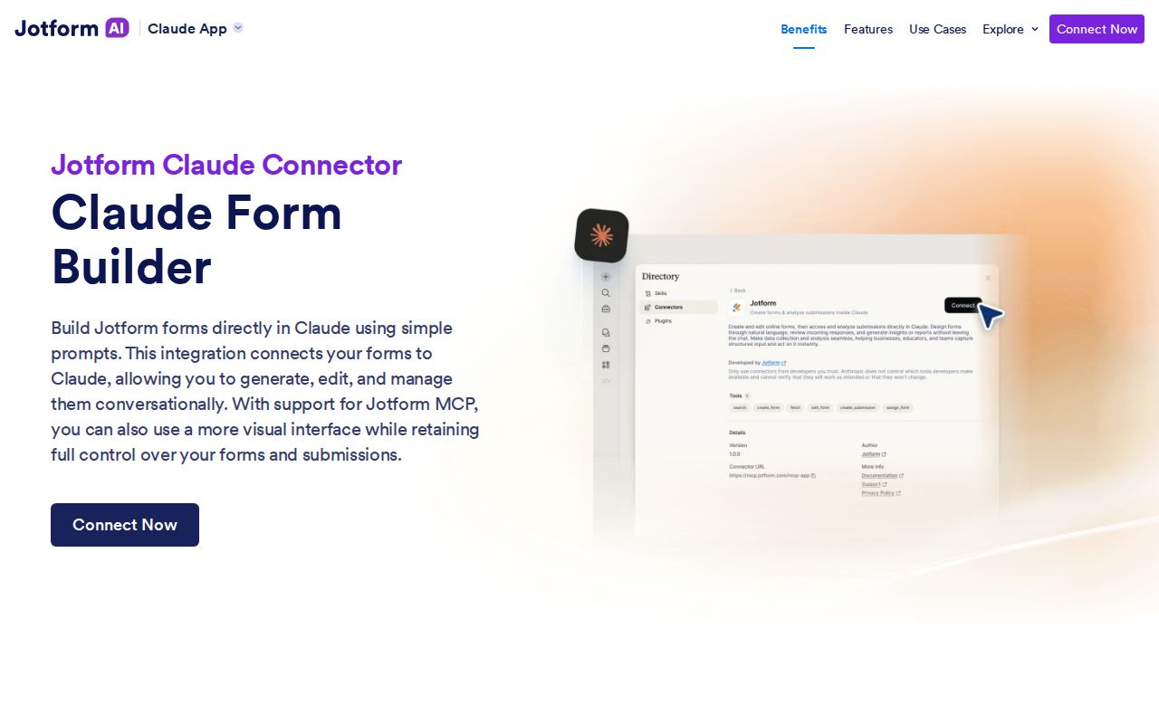 Skärmbild av Jotform Claude App