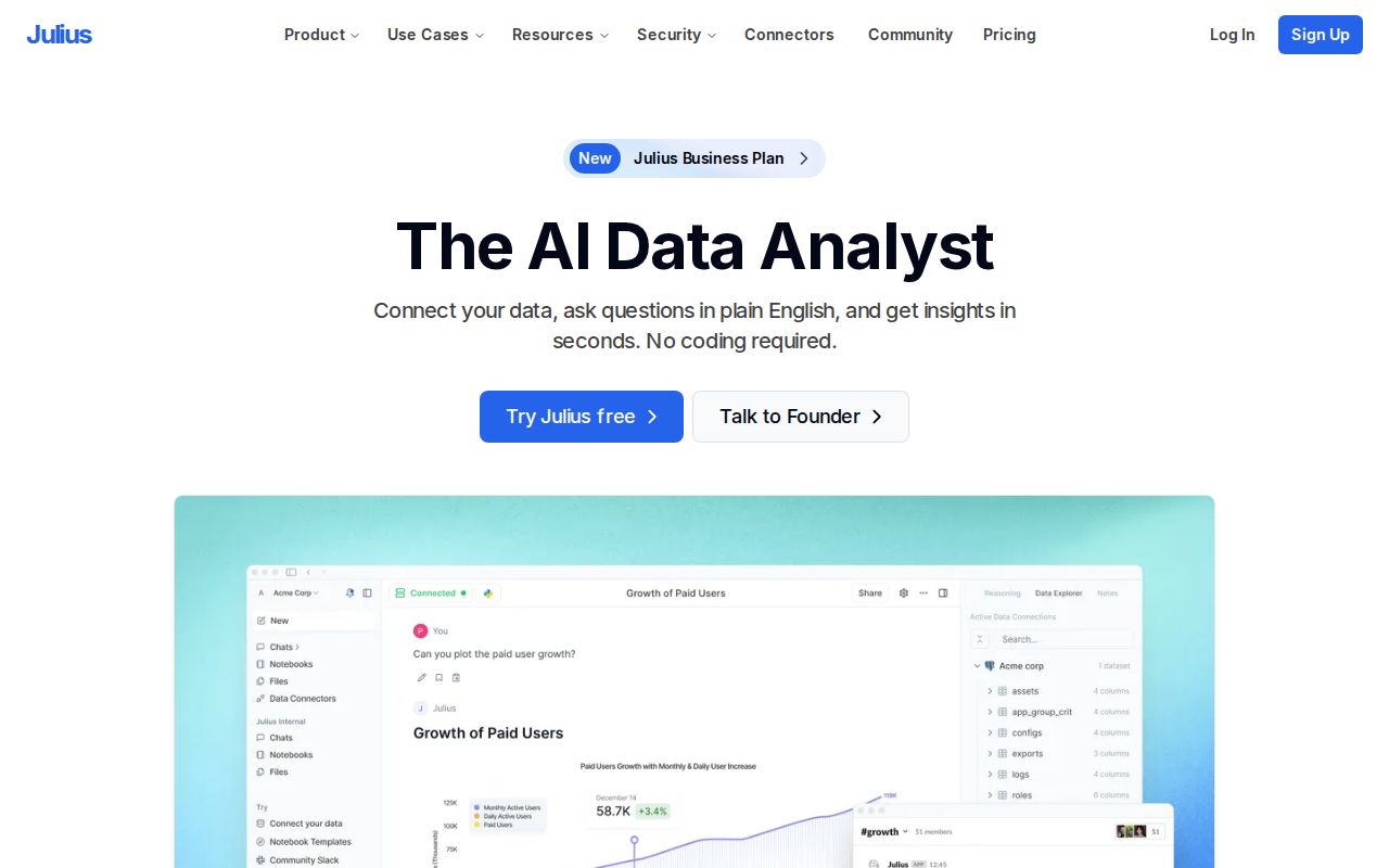 Skärmbild av Julius AI