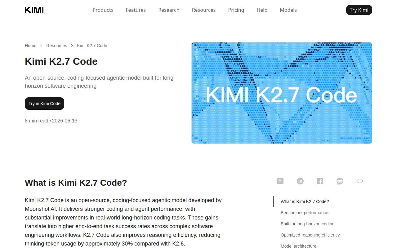 Skärmbild av Kimi K2.7-Code