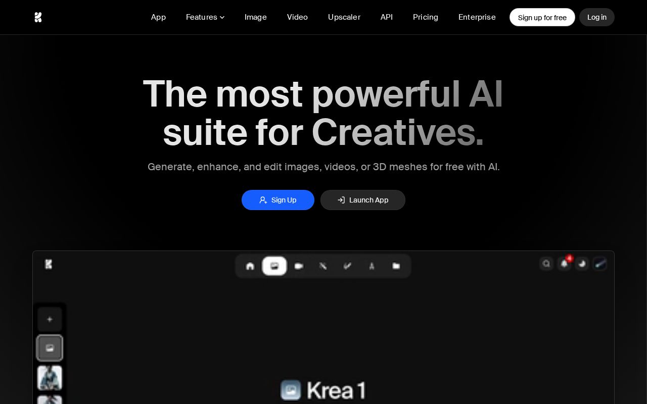 Skärmbild av Krea AI