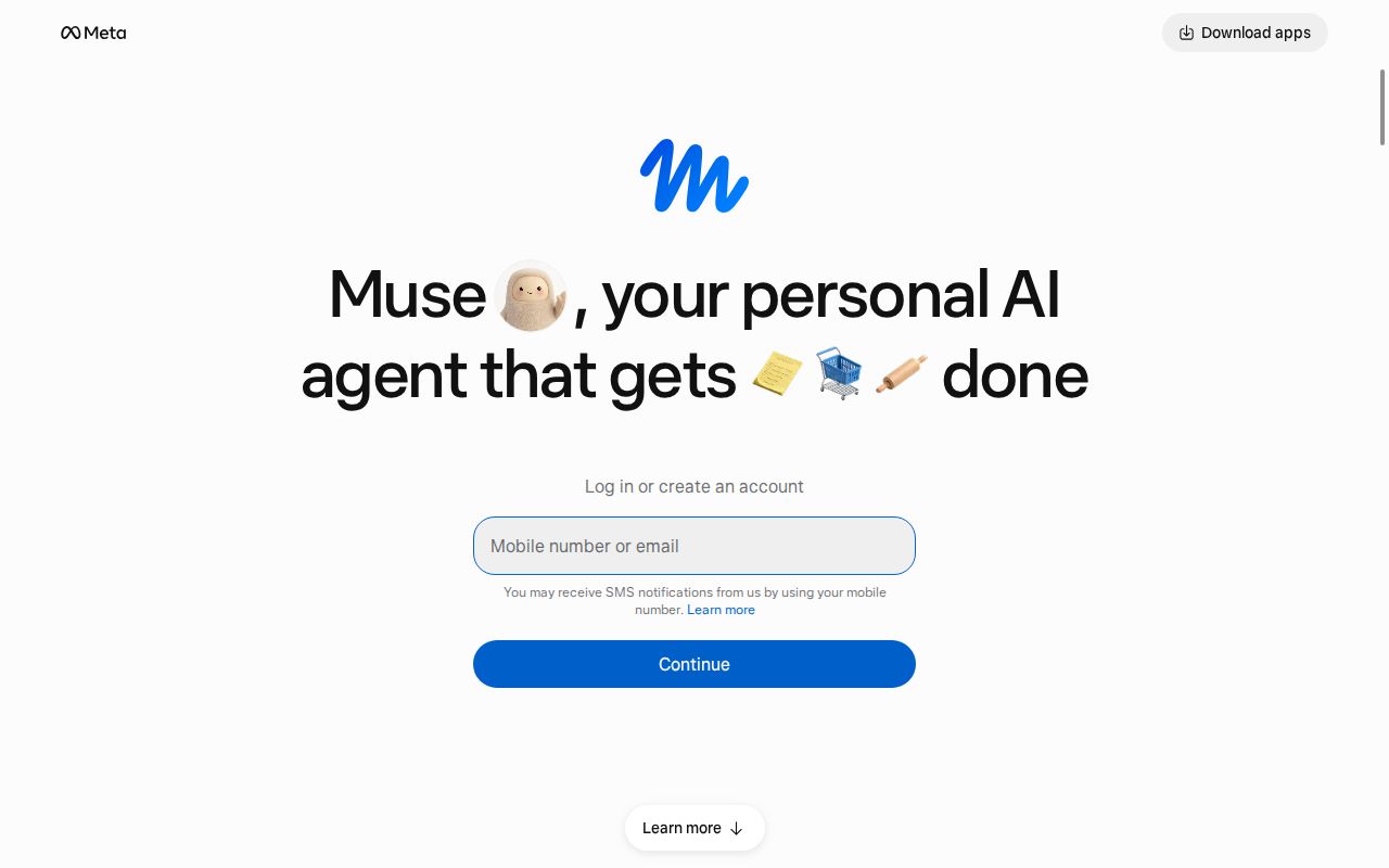Skärmbild av Meta Muse