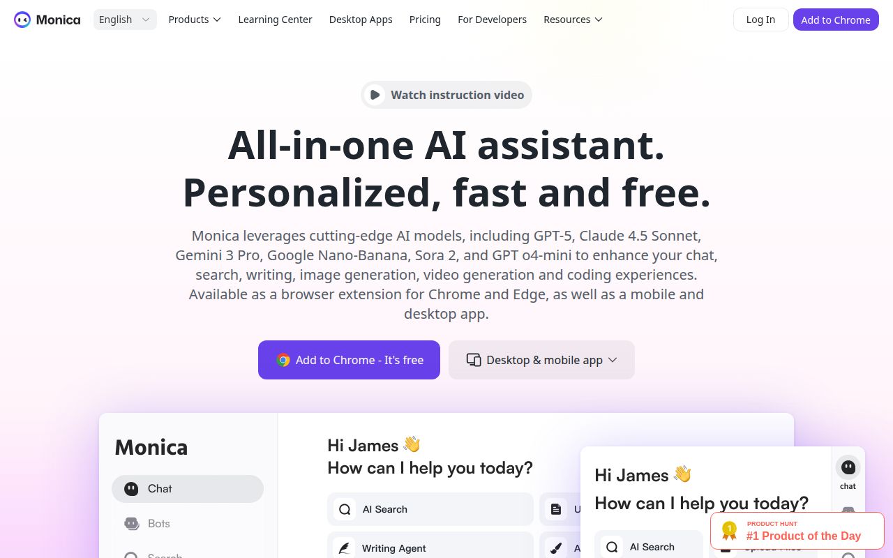 Skärmbild av Monica AI