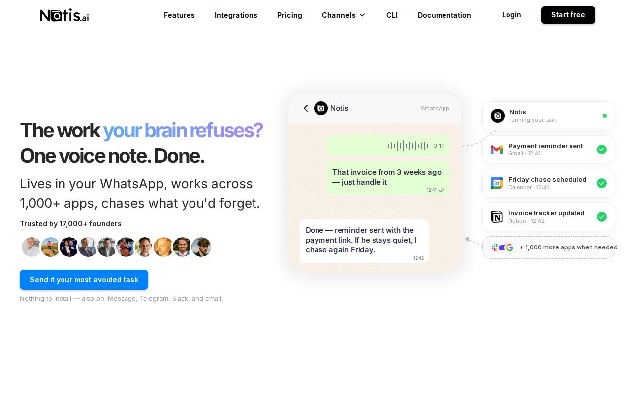 Skärmbild av Notis AI