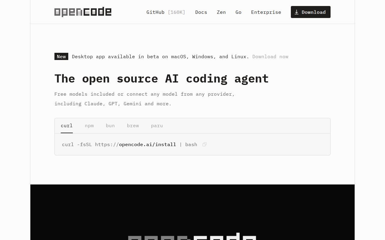 Skärmbild av OpenCode