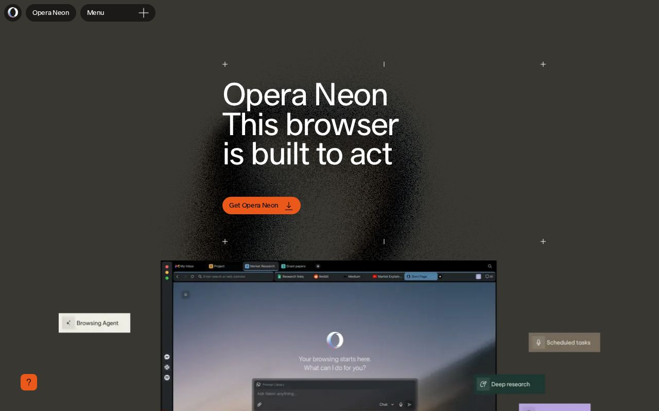 Skärmbild av Opera Neon