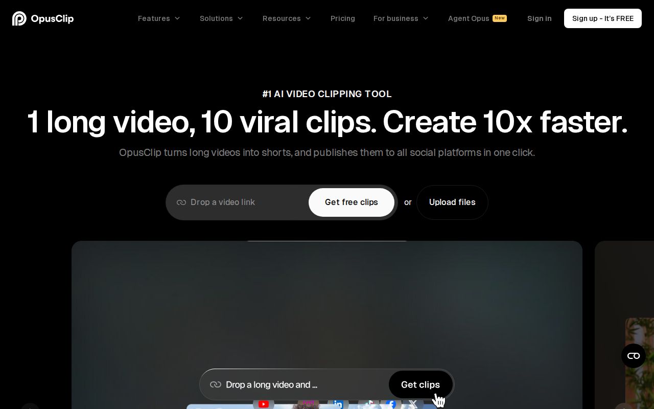 Skärmbild av Opus Clip