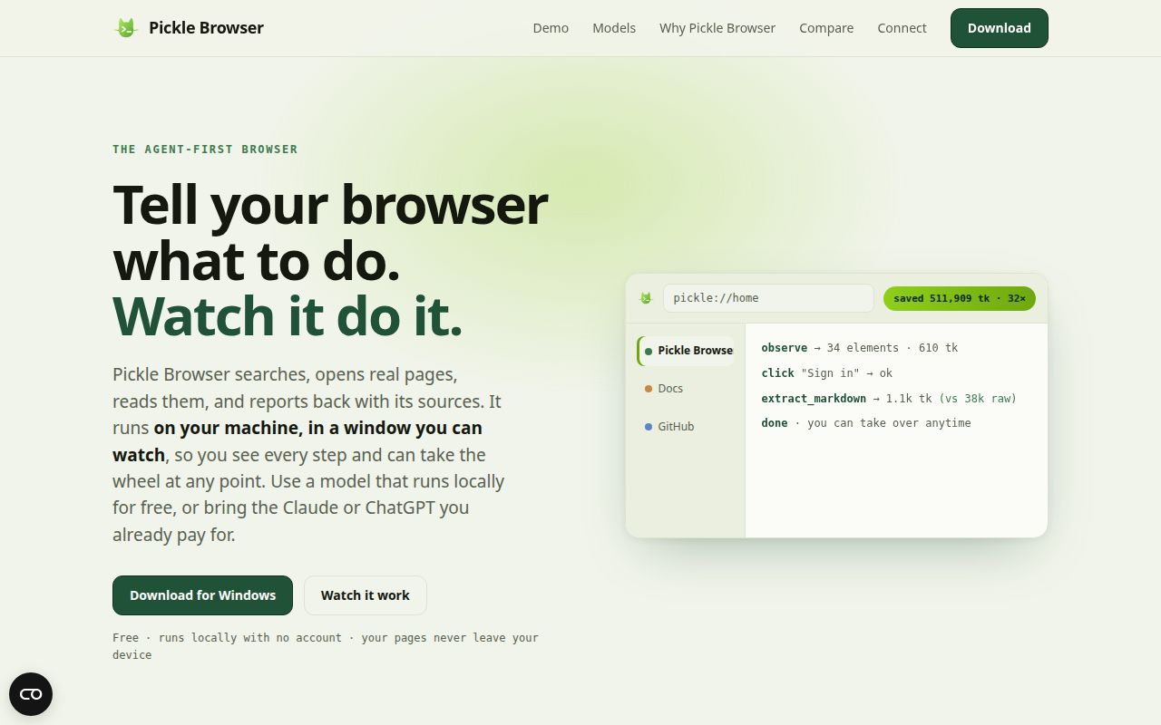 Skärmbild av Pickle Browser