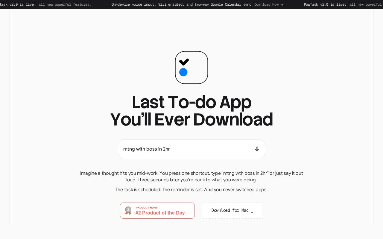 Skärmbild av PopTask