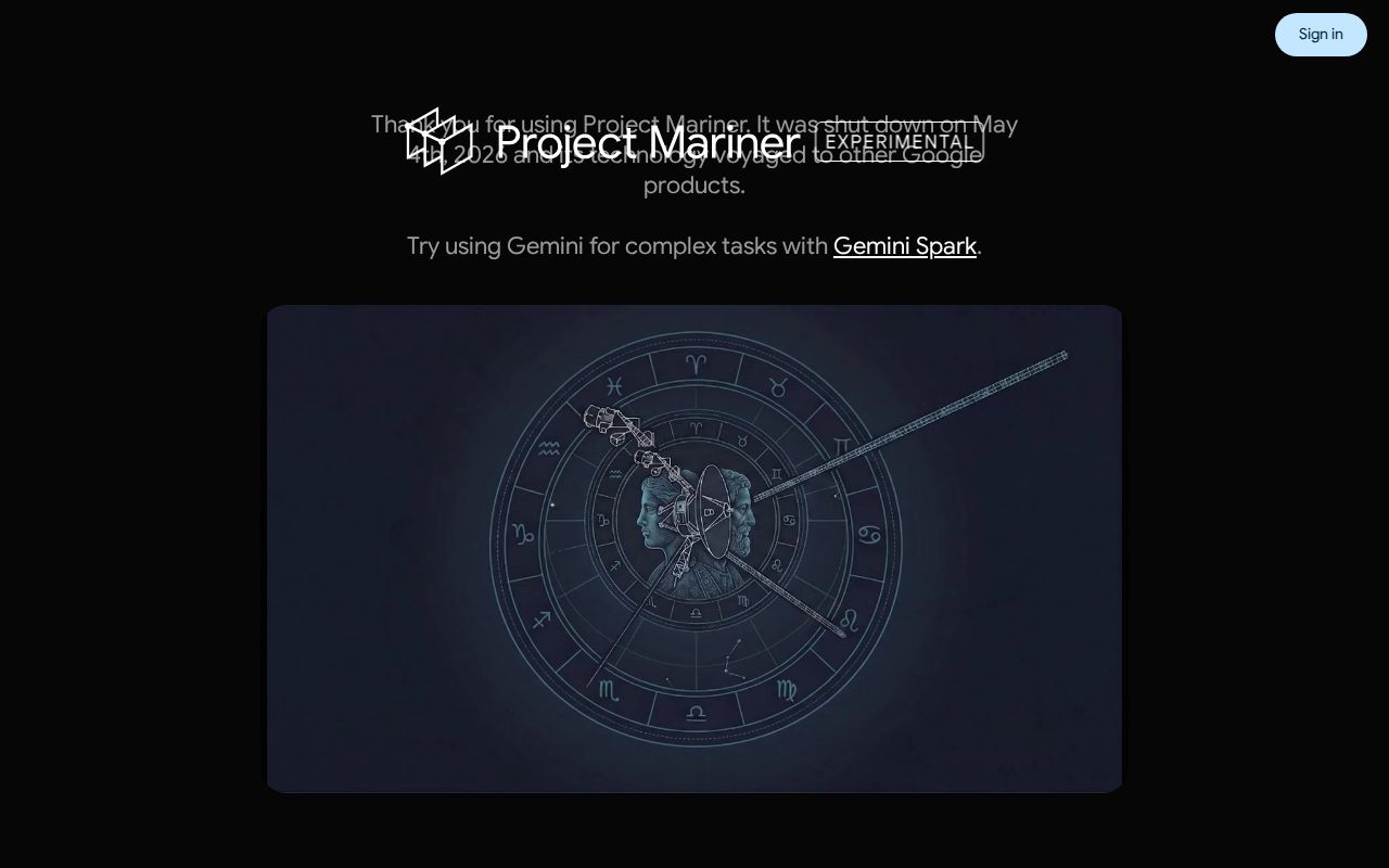 Skärmbild av Project Mariner
