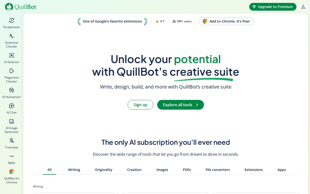 Skärmbild av QuillBot